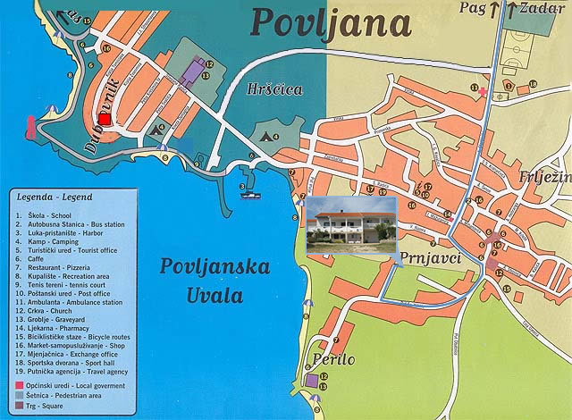 Mapa města Povljana